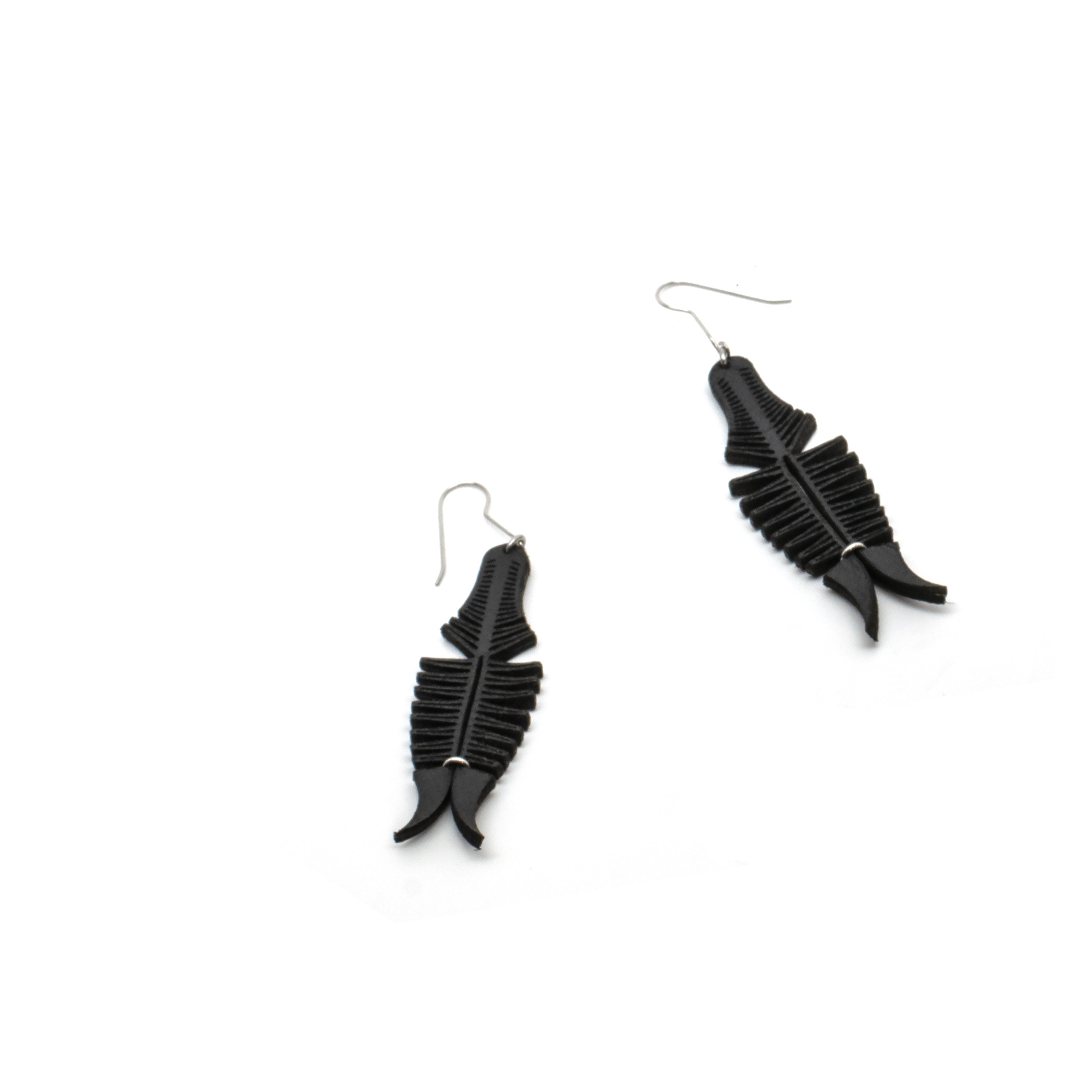 Small Cave Formation Earrings in Black