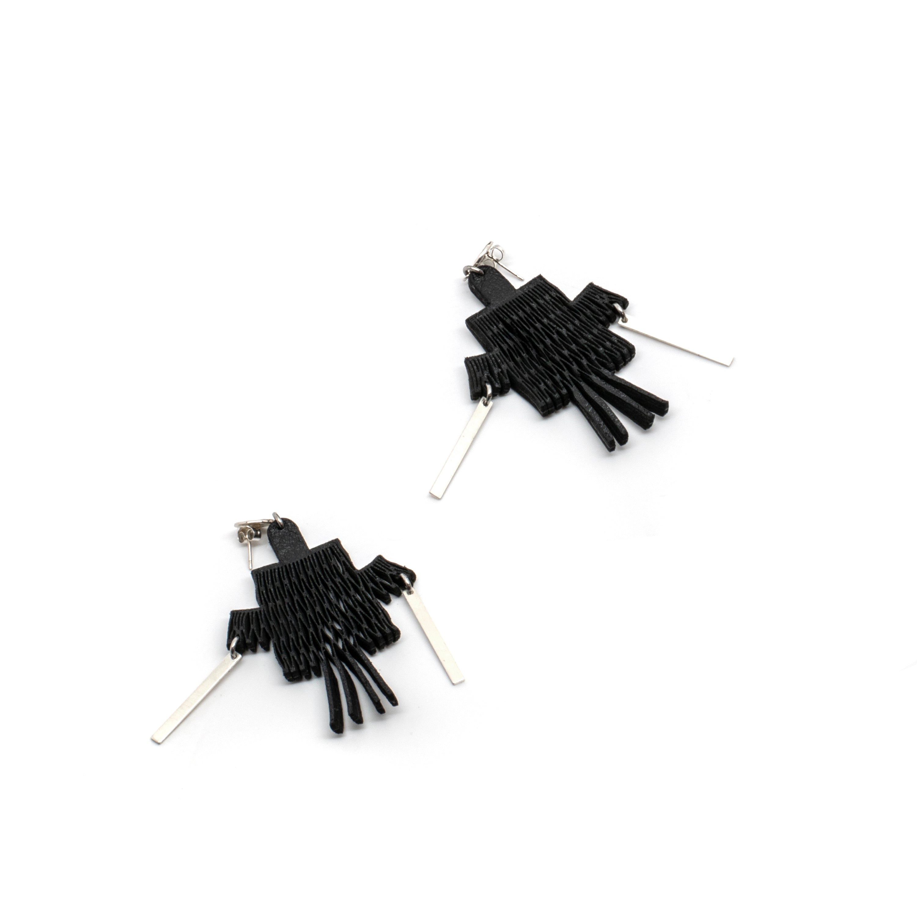 Stepped VLA Earrings in Black