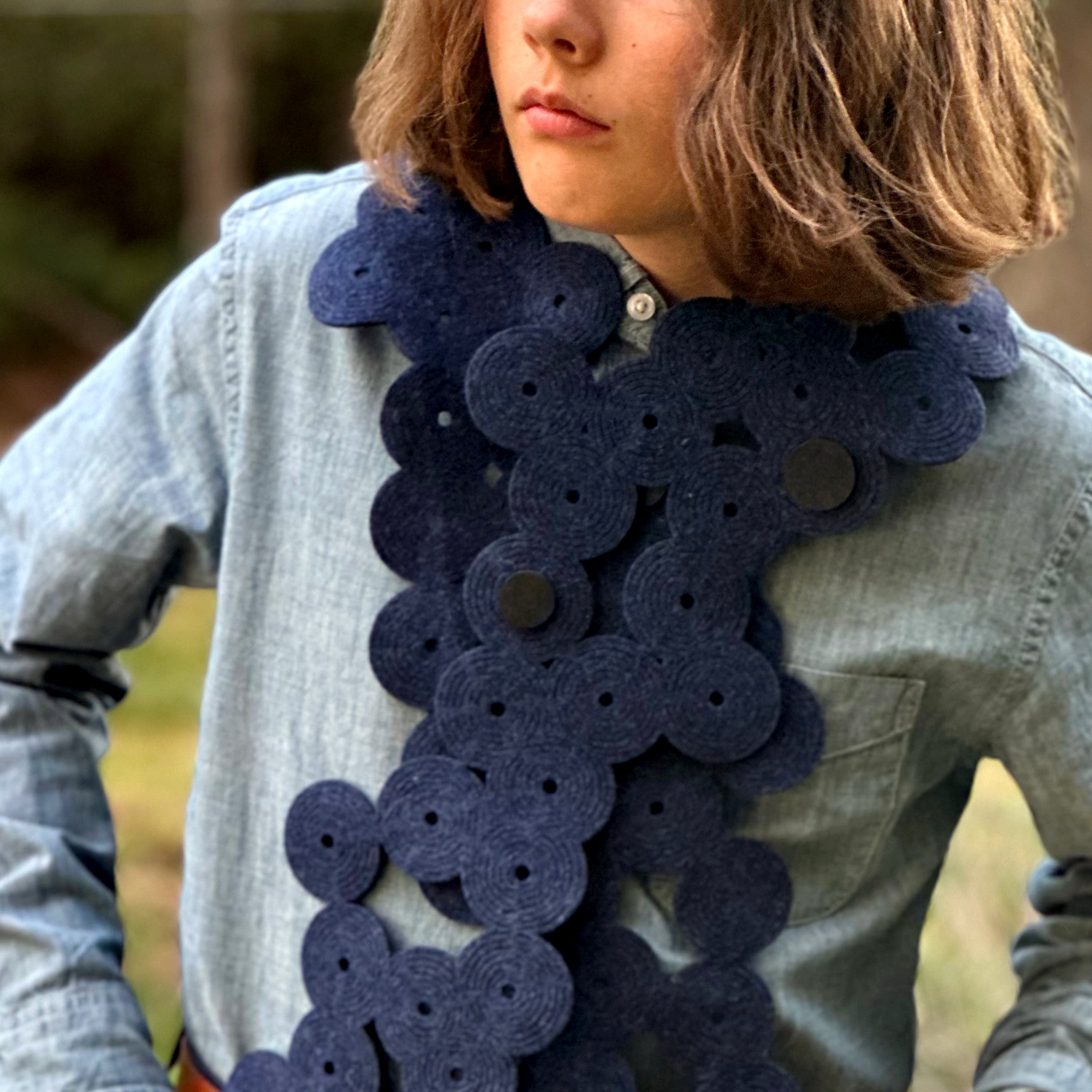 Whorls Scarf in Willow Blue